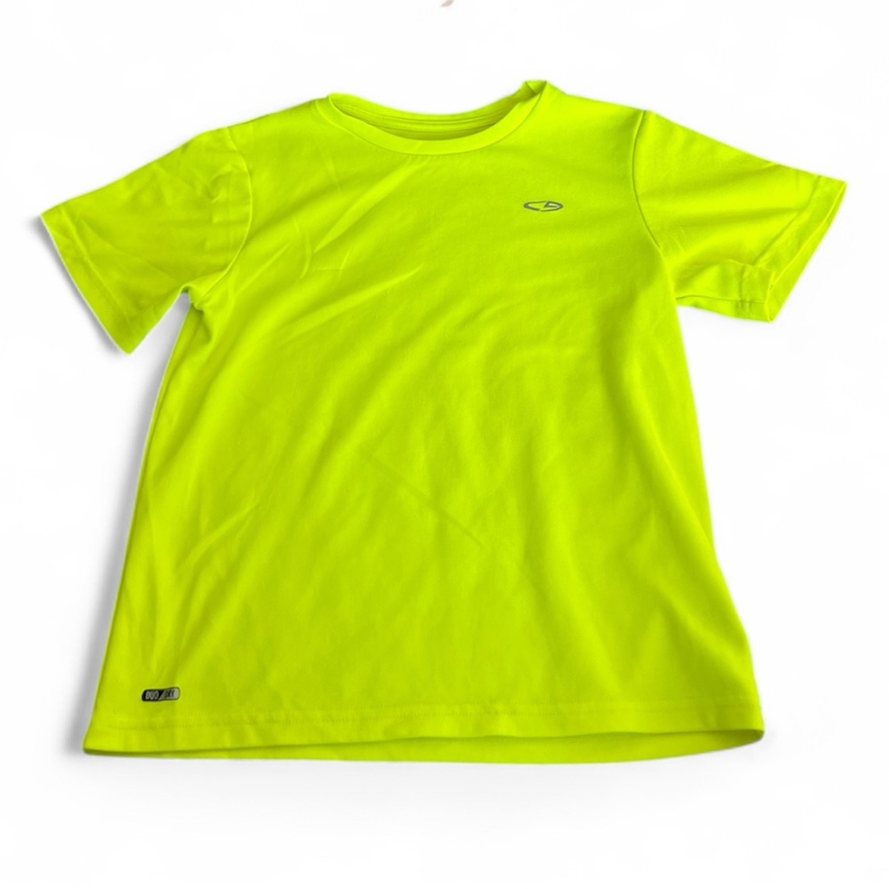 ▫️CHAMPION: Boy size M, highlighter yellow short sleeve duo dry athletic top▫️